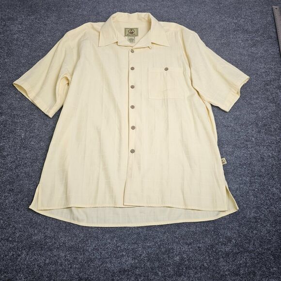 Joe Marlin Extra Large XL Yellow Short Sleeve Button Up Hawaiian Shirt - Picture 1 of 9